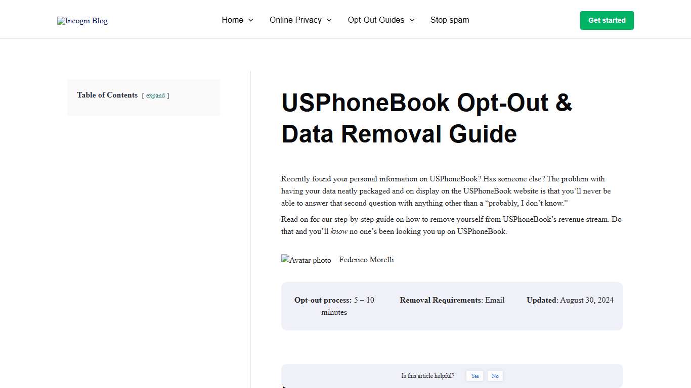 USPhoneBook Opt-Out & Data Removal Guide [2026] Incogni